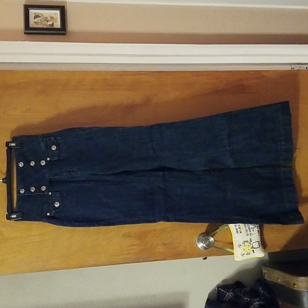 Navy High Rise Buttoned Jeans - Picture 4 of 9